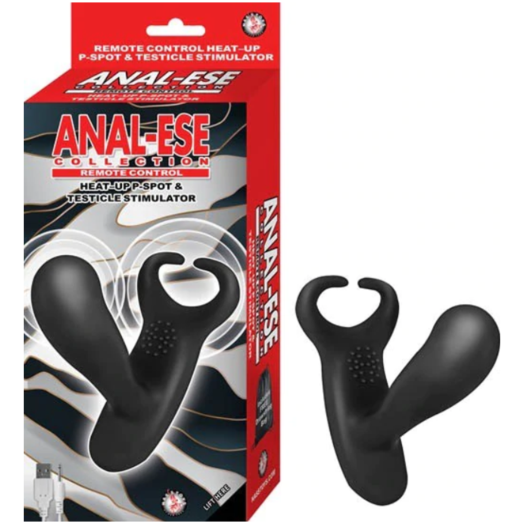 Masajeador de Próstata Anal Ese Collection Remote Control Heat-Up P-Spot & Testicle Stimulator Black - Cake Sex Shop
