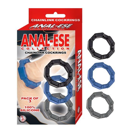 Anillo Anal-Ese Chainlink Cockrings-Black, Blue, Grey - Cake Sex Shop