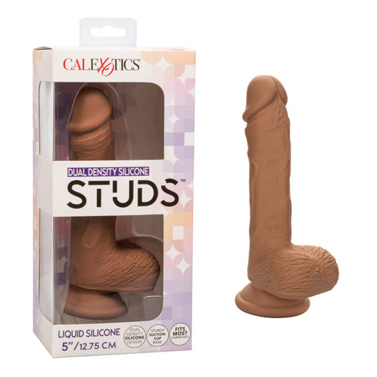 Dildo Dual Density Silicone Stud 5"- Brown - Cake Sex Shop