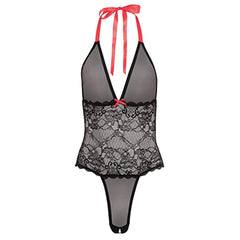 Teddy V Plunge Lace & Mesh Teddy, Black - Cake Sex Shop