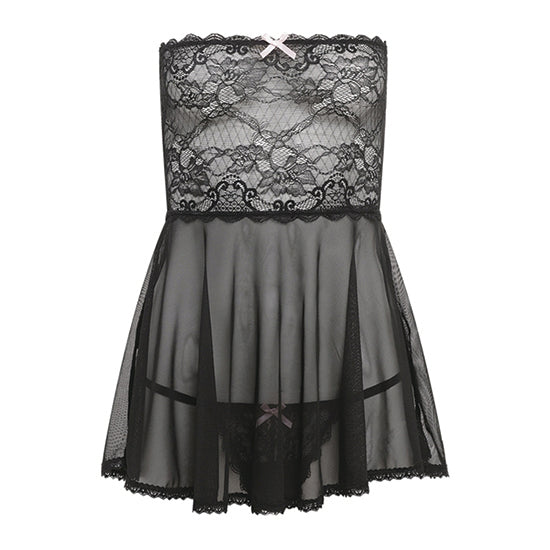 Babydoll Mesh & Lace Baby Doll, Black - Cake Sex Shop