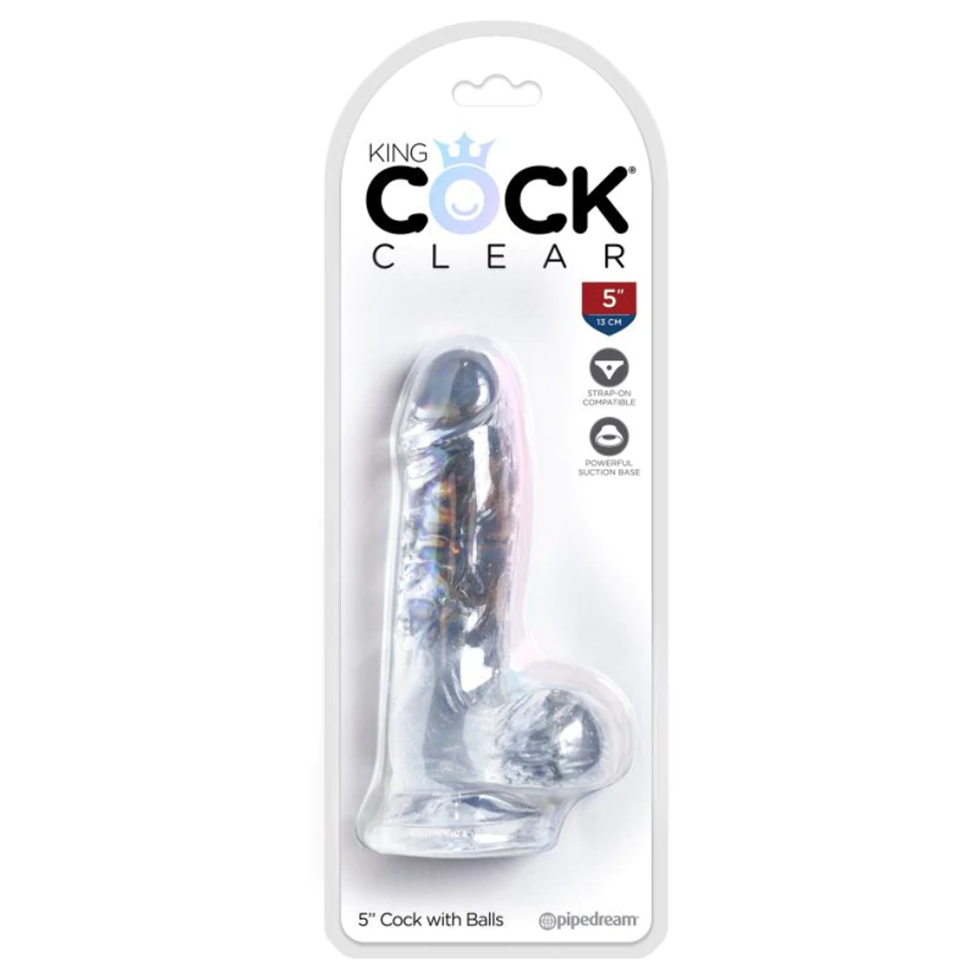 Dildo King Cock Clear 5″ Cock With Balls - Cake Sex Shop