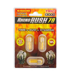 Pastilla Rhino Rush 70 con 3 - Cake Sex Shop