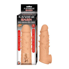 Extensión Natural Realskin Spiked Vibrating Penis Xtender - White - Cake Sex Shop