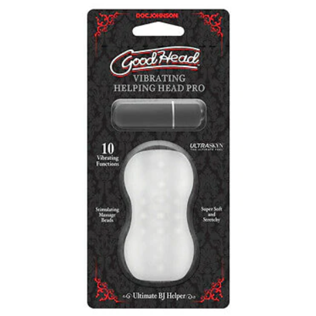 Masturbador GoodHead Helping Head Pro ULTRASKYN Vibrating Stroker - Frost - Cake Sex Shop