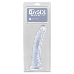 Dildo Basix Rubber Works Slim 7" - Clear - Cake Sex Shop