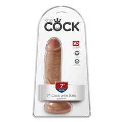 Dildo King Cock 7″ Cock with Balls – Tan - Cake Sex Shop