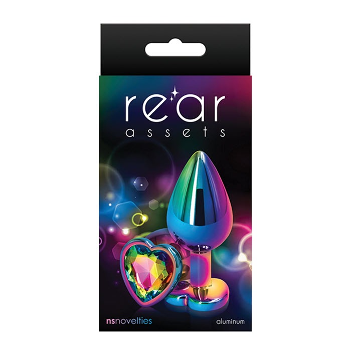 Plug Rear Assets - Multicolor Heart - Small - Rainbow - Cake Sex Shop
