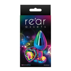 Plug Rear Assets - Multicolor Heart - Small - Rainbow - Cake Sex Shop