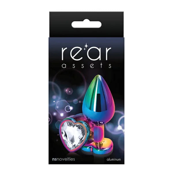 Plug Anal Rear Assets - Multicolor Heart - Medium - Clear - Cake Sex Shop