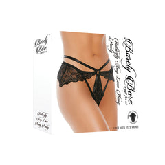Tanga Butterfly Strap Lace Thong Panty, Black, Bulk - Cake Sex Shop 2 3