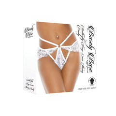 Tanga Butterfly Strap Lace Thong Panty, White - Cake Sex Shop 2 3