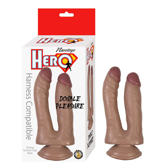 Dildo Hero Double Pleasure 5"- Brown - Cake Sex Shop