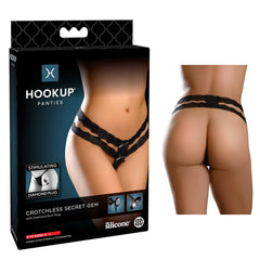 Plug Hookup Panties Crotchless Secret Gem - Black - Cake Sex Shop
