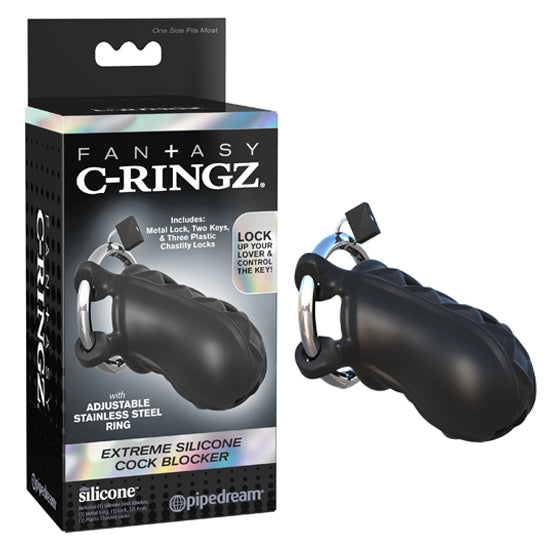 Jaula Extreme Silicone Cock Blocker Black - Fantasy C-Ringz - Cake Sex Shop