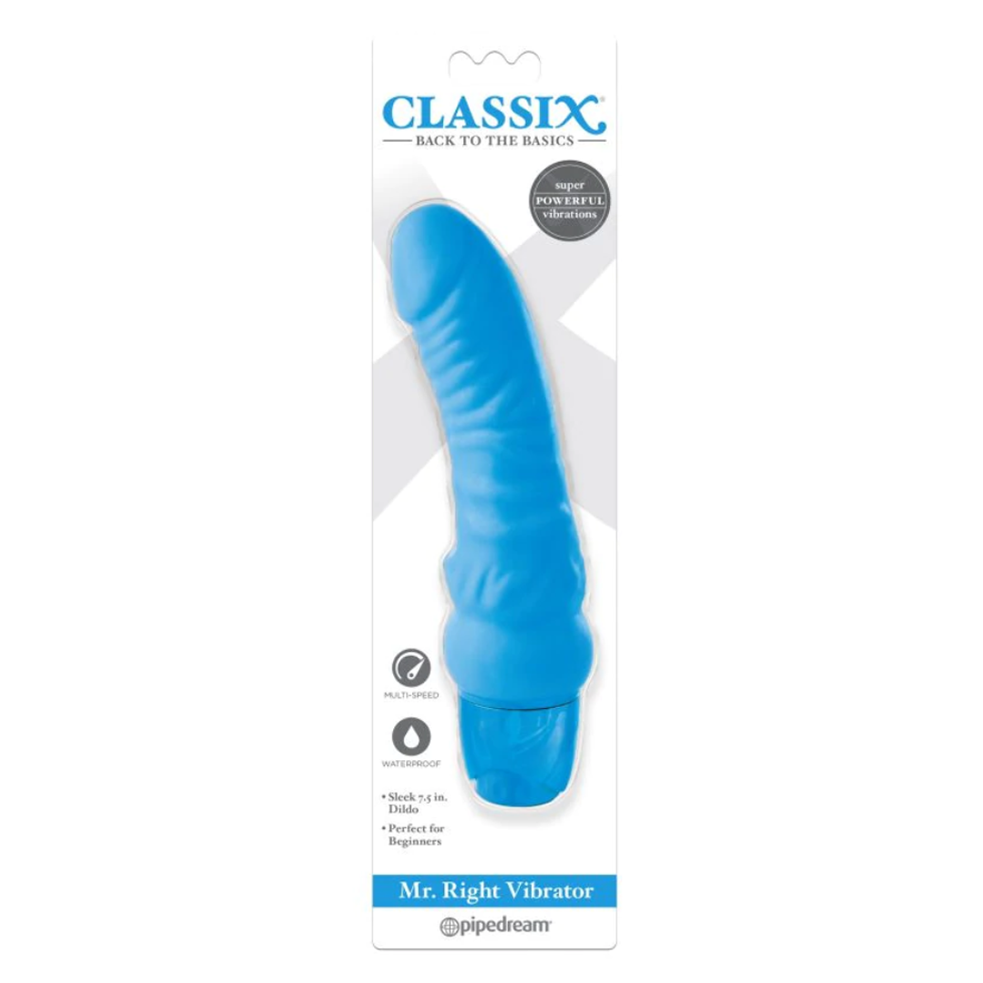 Dildo Classix Mr. Right Vibrator 7.5" - Blue - Cake Sex Shop