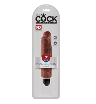 Dildo King Cock 7" Vibrating Stiffy - Brown - Cake Sex Shop