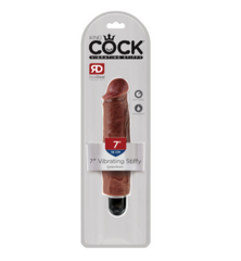 Dildo King Cock 7" Vibrating Stiffy - Brown - Cake Sex Shop