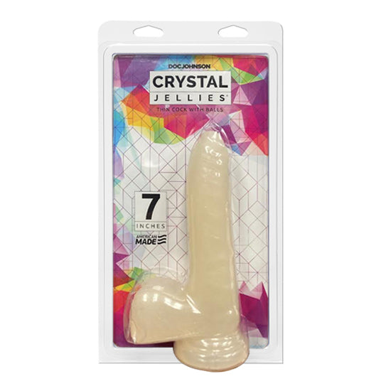 Dildo Crystal Jellies - 18 cm Thin Cock With Balls - Clear - Cake Sex Shop