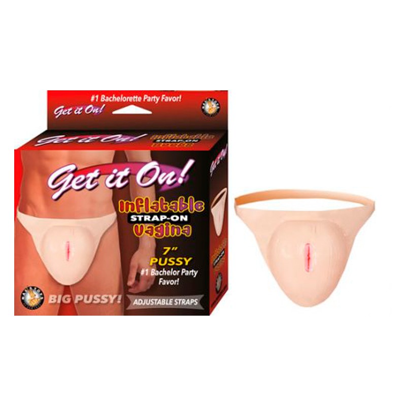 Vagina Inflable Get It On! Inflatable Strap-On Vagina Flesh - Cake Sex Shop