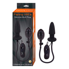 Plug Anal Fanny Hills 7 Function Inflatable Vibrating Silicone Butt Plug Black - Cake Sex Shop
