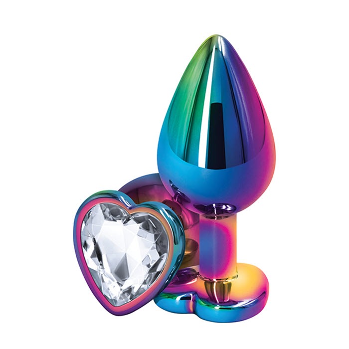 Plug Rear Assets - Multicolor Heart - Small - Clear - Cake Sex Shop