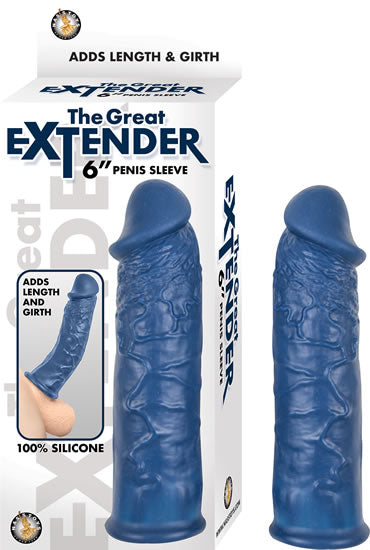 Extensión The Great Extender 6" Penis Sleeve Blue - Cake Sex Shop