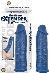 Extensión The Great Extender 6" Penis Sleeve Blue - Cake Sex Shop