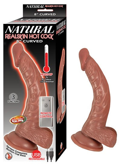 Dildo Natural Realskin Hot Cock Curved 8'' Brown - Cake Sex Shop