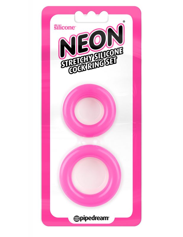 Anillos Neon Stretchy Silicone Cock Ring Set Pink - Cake Sex Shop
