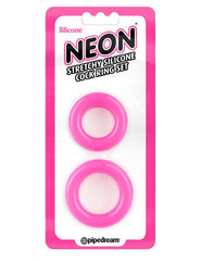 Anillos Neon Stretchy Silicone Cock Ring Set Pink - Cake Sex Shop
