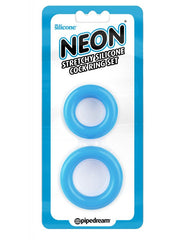 Anillos Neon Stretchy Silicone Cock Ring Set Blue - Cake Sex Shop