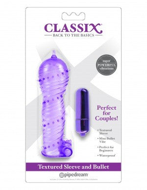 Funda Classix Textured Sleeve & Bullet Purple - Cake Sex Shop