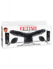 Dildo Fetish Fantasy Series Inflatable Vibrating Double Delight- Black - Cake Sex Shop