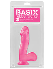 Dildo Basix Rubber Works 6.5" Dong With Suction Cup - Pink - Cake Sex Shop