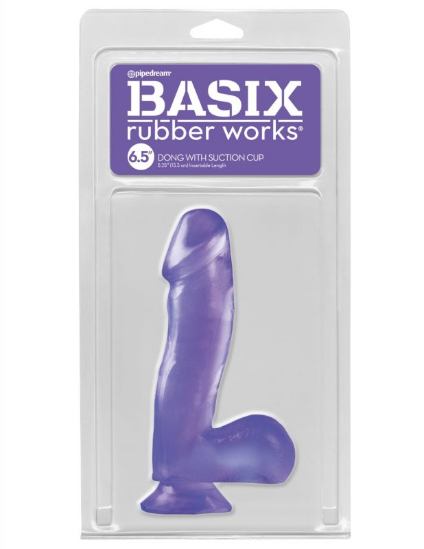 Dildo Basix Rubber Works 6.5" Dong With Suction Cup-Purple - Cake Sex Shop