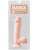 Dildo Basix Rubber Works 7.5" Dong With Suction Cup-Light - Cake Sex Shop