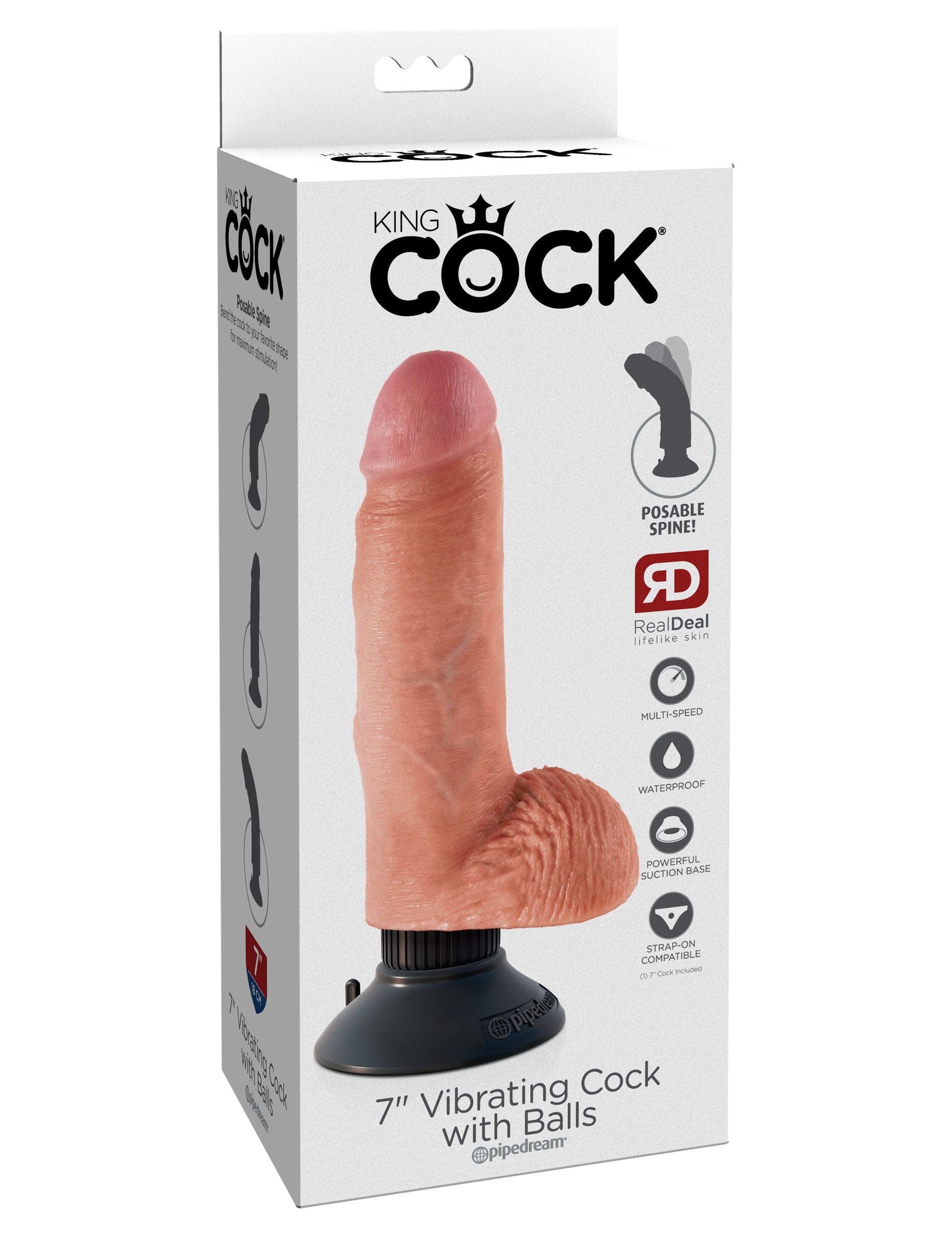 Vibrador King Cock 7" Vibrating Cock With Balls - Flesh - Cake Sex Shop