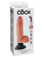 Vibrador King Cock 7" Vibrating Cock With Balls - Flesh - Cake Sex Shop