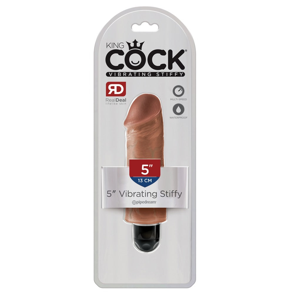 Dildo King Cock 5" Vibrating Stiffy - Tan - Cake Sex Shop