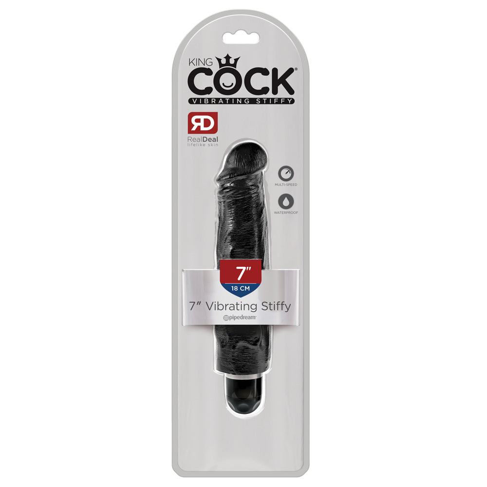 Vibrador King Cock 7" Vibrating Stiffy - Black - Cake Sex Shop