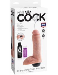 Dildo King Cock 8" Squirting Cock W/ Balls Flesh - Cake Sex Shop