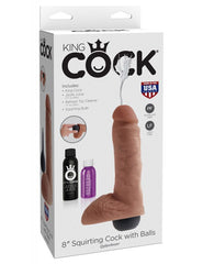 Dildo King Cock Squirting Cock With Balls Tan 8" - Cake Sex Shop