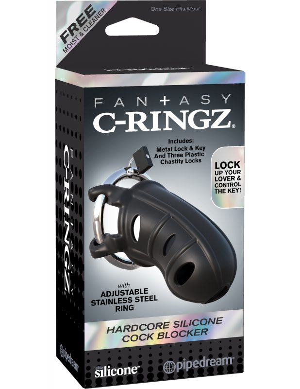 Jaula Hardcore Silicone Cock Blocker Black - Fantasy C-Ringz - Cake Sex Shop