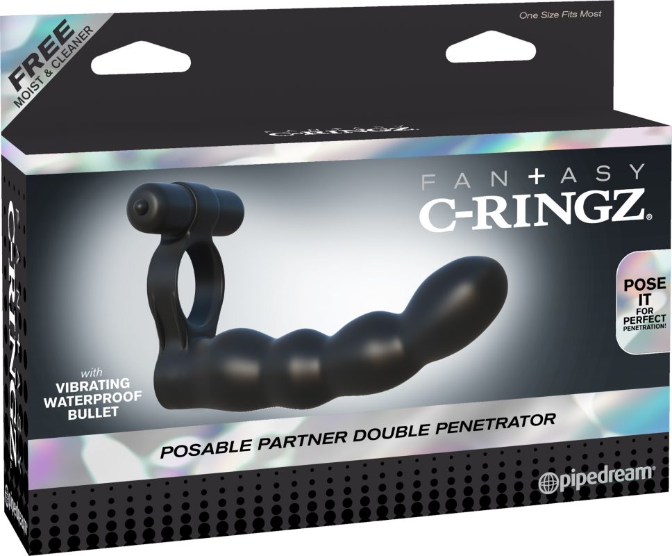 Dildo Fantasy C-Ringz Posable Partner Double Penetrator Black - Cake Sex Shop