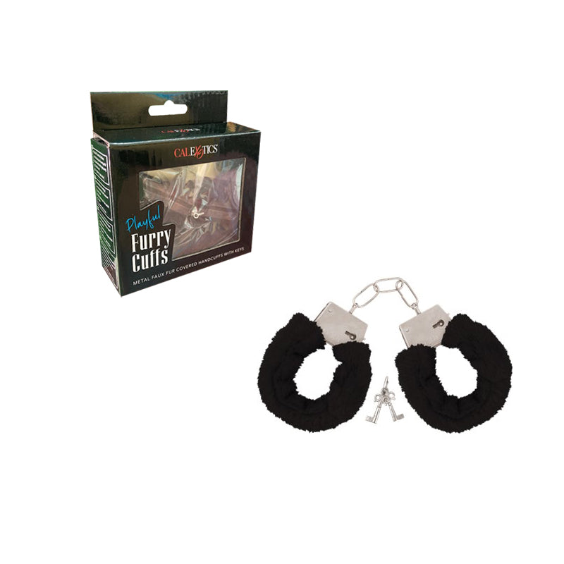 Esposas Playful Furry Cuffs- Black - Cake Sex Shop