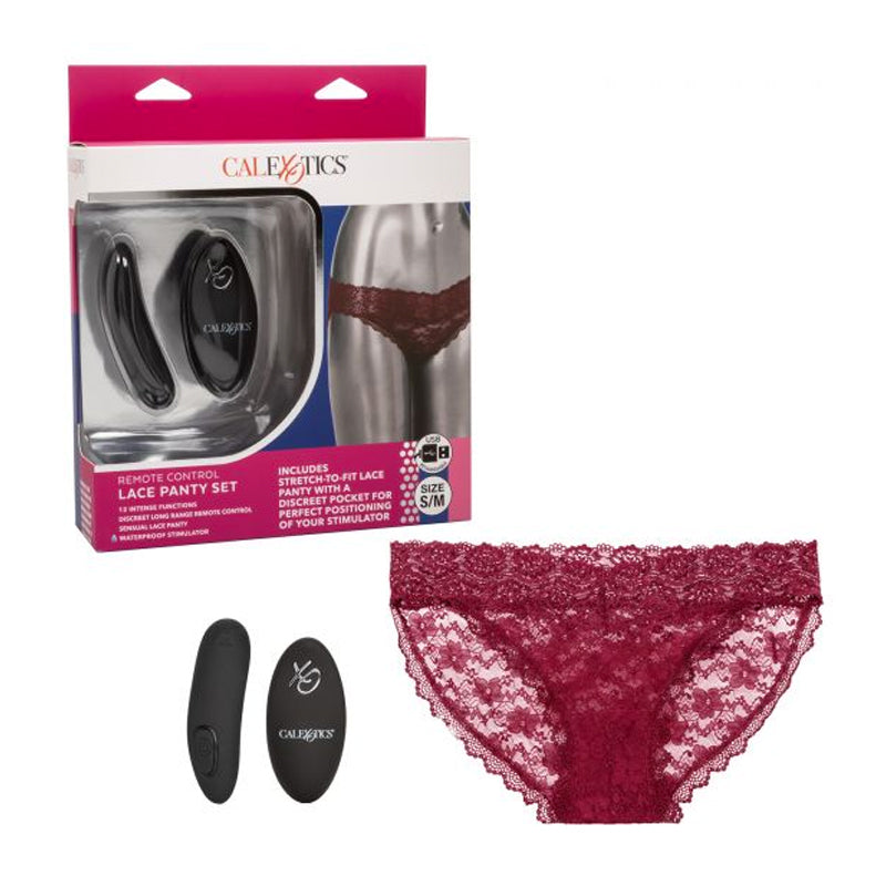 Vibrador Remote Control Lace Panty- L/XL Burgundy - Cake Sex Shop
