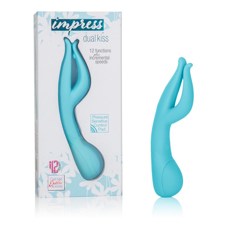 Vibrador Impress Dual Kiss Blue - Cake Sex Shop