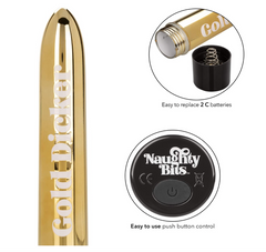 Vibrador Naughty Bits Gold Dicker Personal Vibrator - Cake Sex Shop 2 3