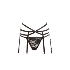 Conjunto Strappy Garter & Panty, Black - Cake Sex Shop 2 3 4
